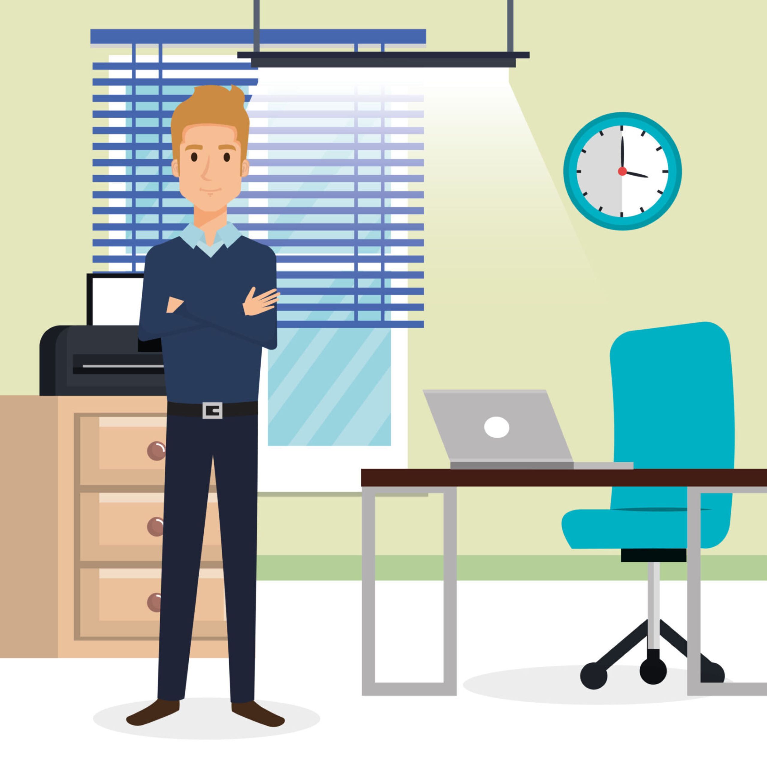 elegant businessman in the office scene vector illustration design